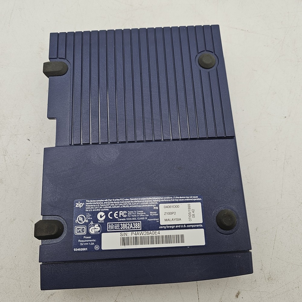 Iomega External Parallel ZIP-100 Drive Z100P2 NO Cable or AC Adapter Untested