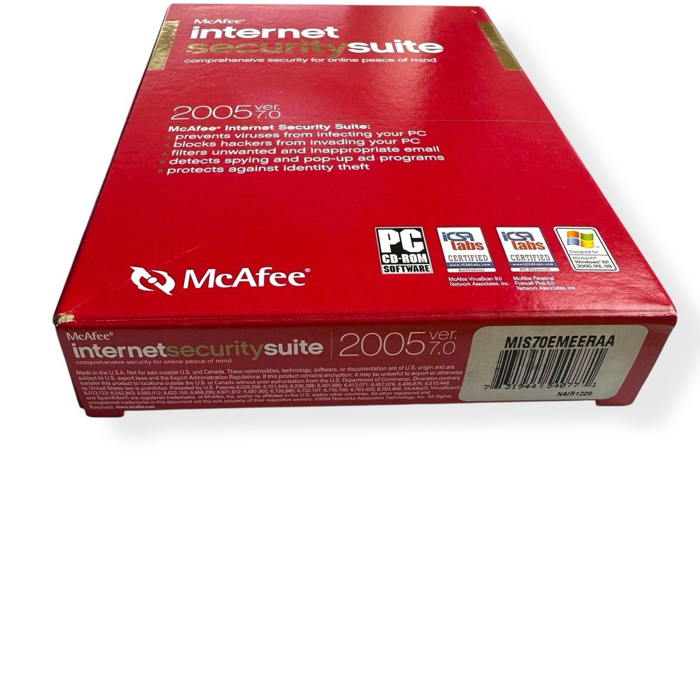 McAfee Internet Security Suite 2005 Version 7.0 - Vintage Software PC Win 98/XP