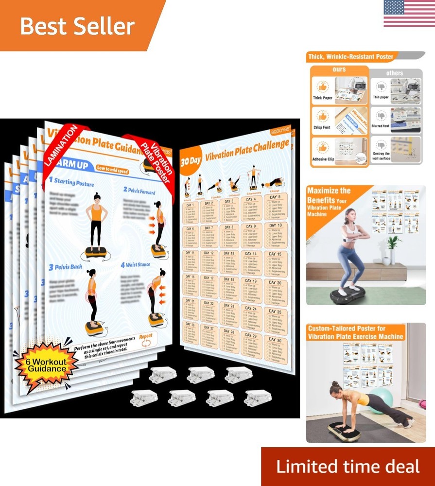 Vibration Plate Exercise Machine Poster - 6 Workout Guidance & 2 Pcs Planner,...