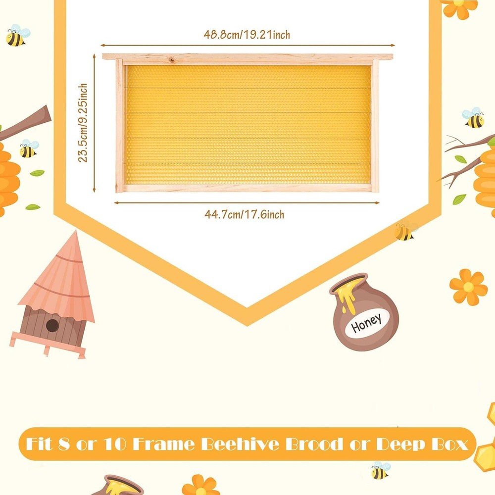 20X Beehive Bee Frames Wax Foundation Brood Deep Honey Beekeeping