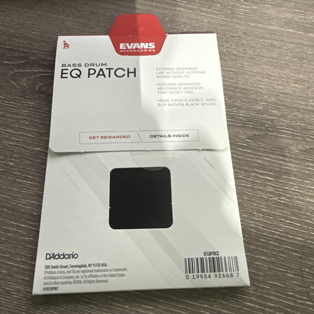 Evans EQ Double Pedal Patch, Black Nylon, EQPB2 | FREE SHIPPING