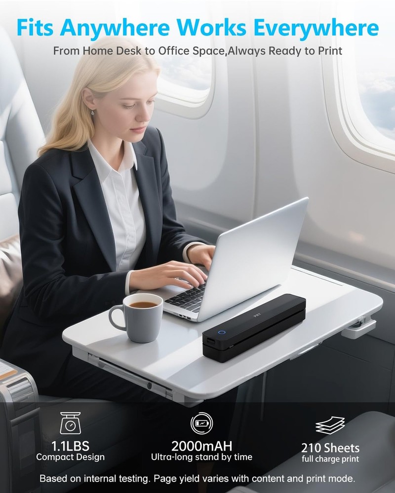 PRT Inkless Portable Printer, Wireless Thermal Printer for Travel Support 8.5...
