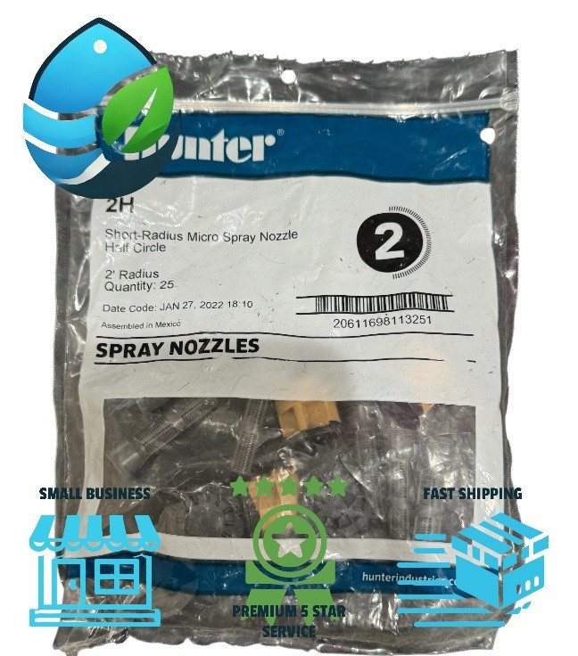 25 Pack Hunter Nozzles - Radius 2H - Half 180 Degree Pro Spray Pattern - 2 Ft.