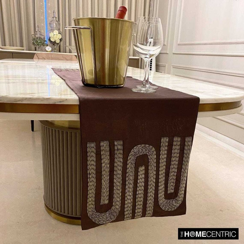 Decorative Table Runner Purple Silk Wedding Décor Table Décor - Silver Pipe