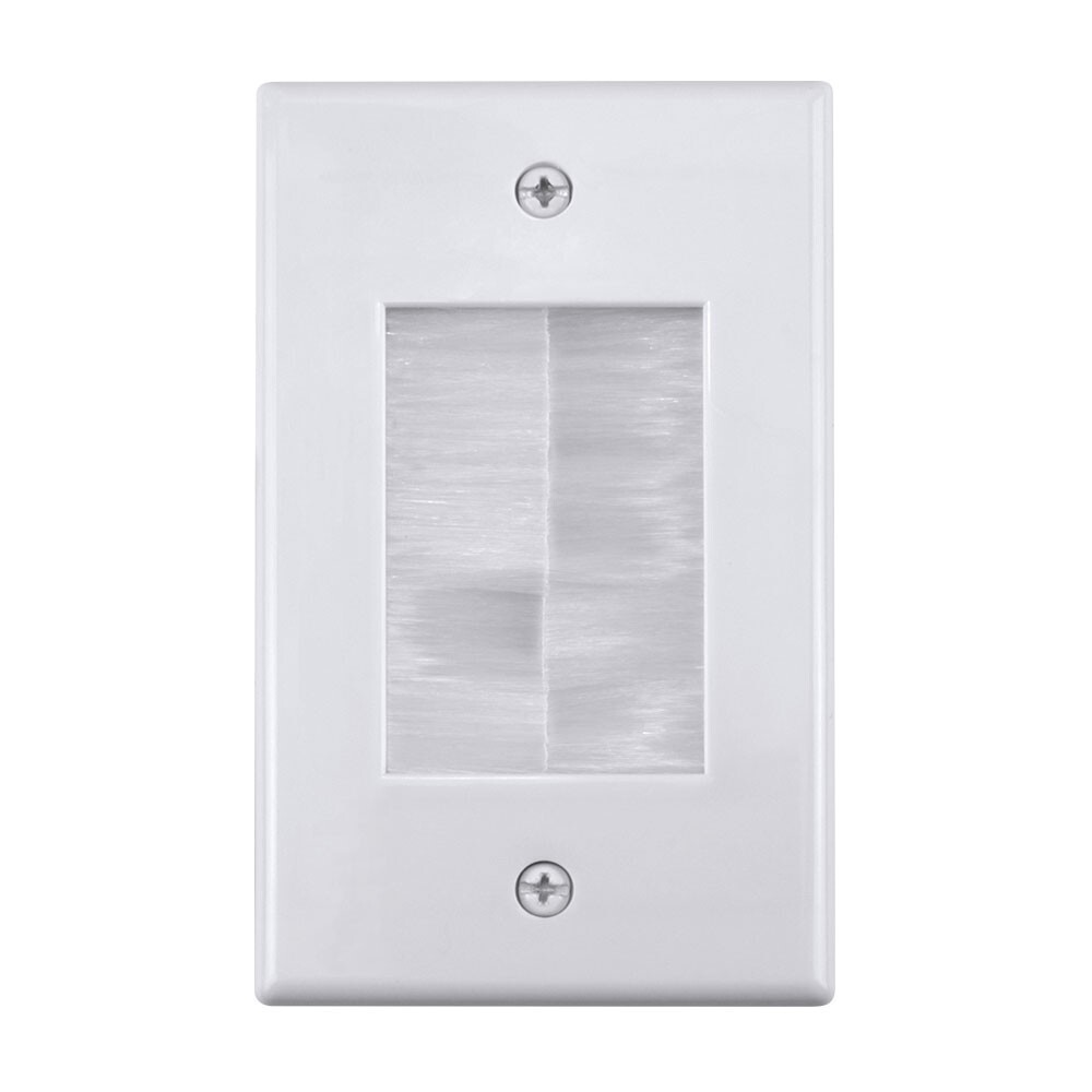 Construct Pro Cable Management Brush Plate (Dog-Ear Installation Tabs, White)