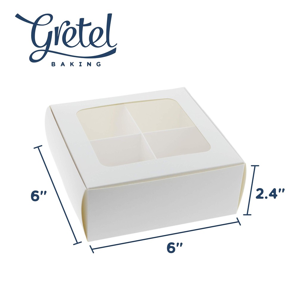 24-Pack Small Cookie Boxes for Packaging with Window and Dividers6x6x2.4 Inch...