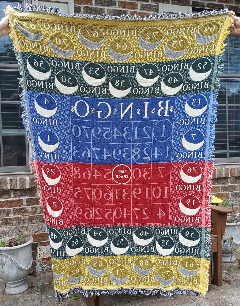 Loom Craft Cotton Tapestry Throw Blanket - BINGO THEME