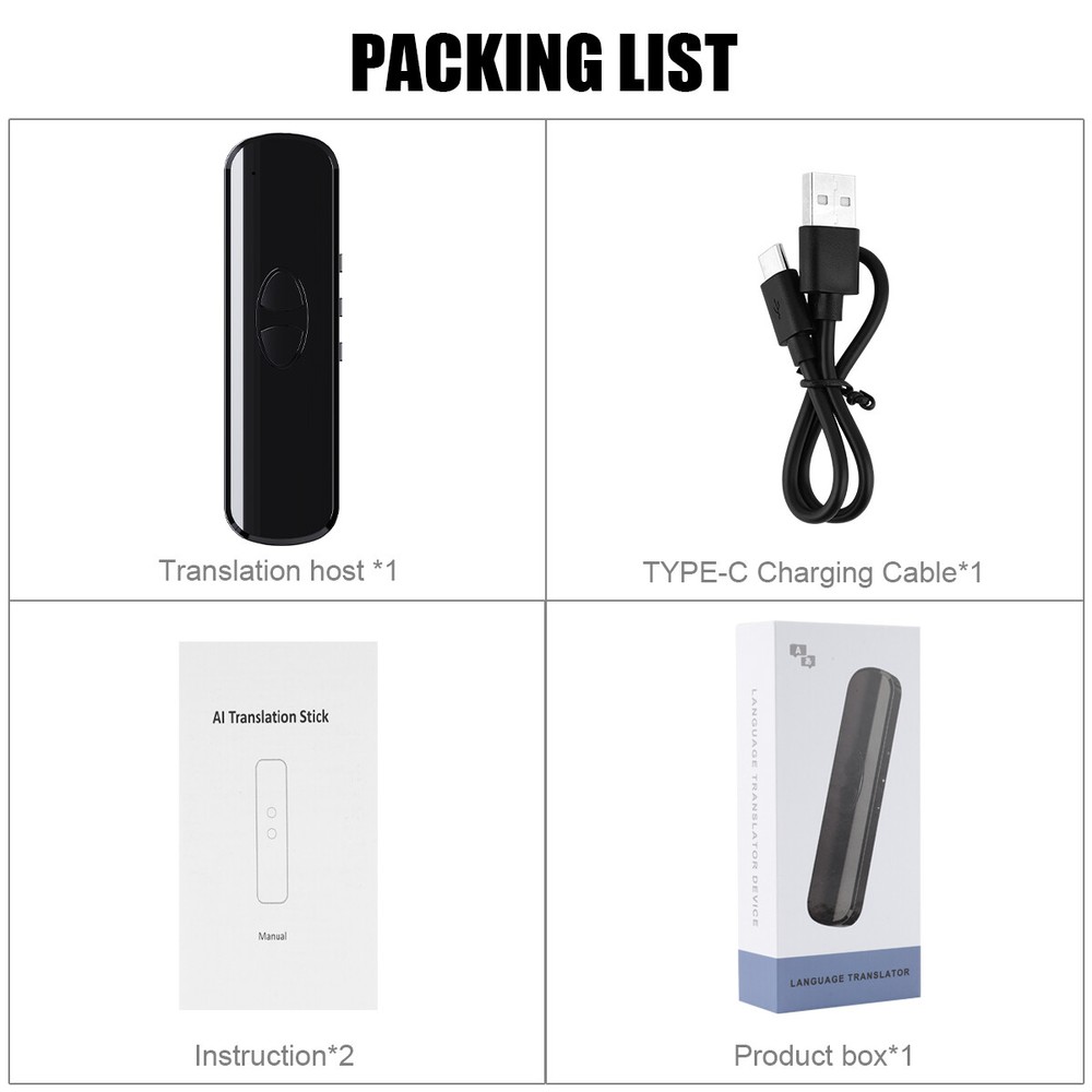 138 Languages Real-Time Translator Translate Device Bluetooth Two-Way Instant