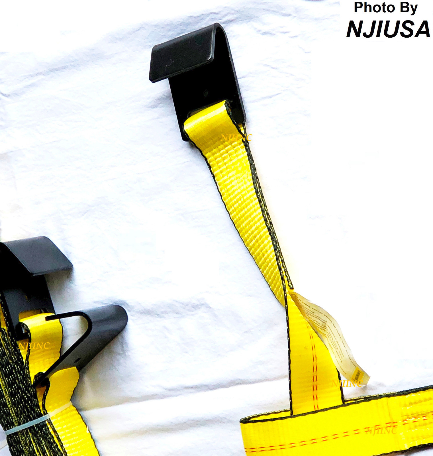 Set of 2 Tow Dolly Straps Basket Strap w/ Flat Hook Heavy Duty Yellow Car Tire