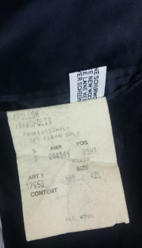 Mens 42L Hugo Boss Solid Black Button Suit Coat