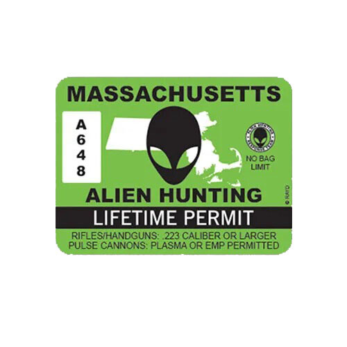 Massachusetts Alien Hunting Permit Sticker Decal