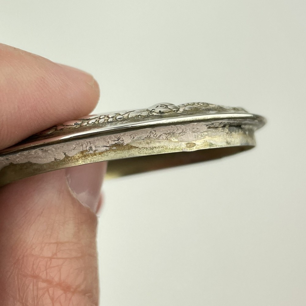 Antique Probably German Solid 800 Silver Trinket Box Fruit & Veg Scroll 4.2cm