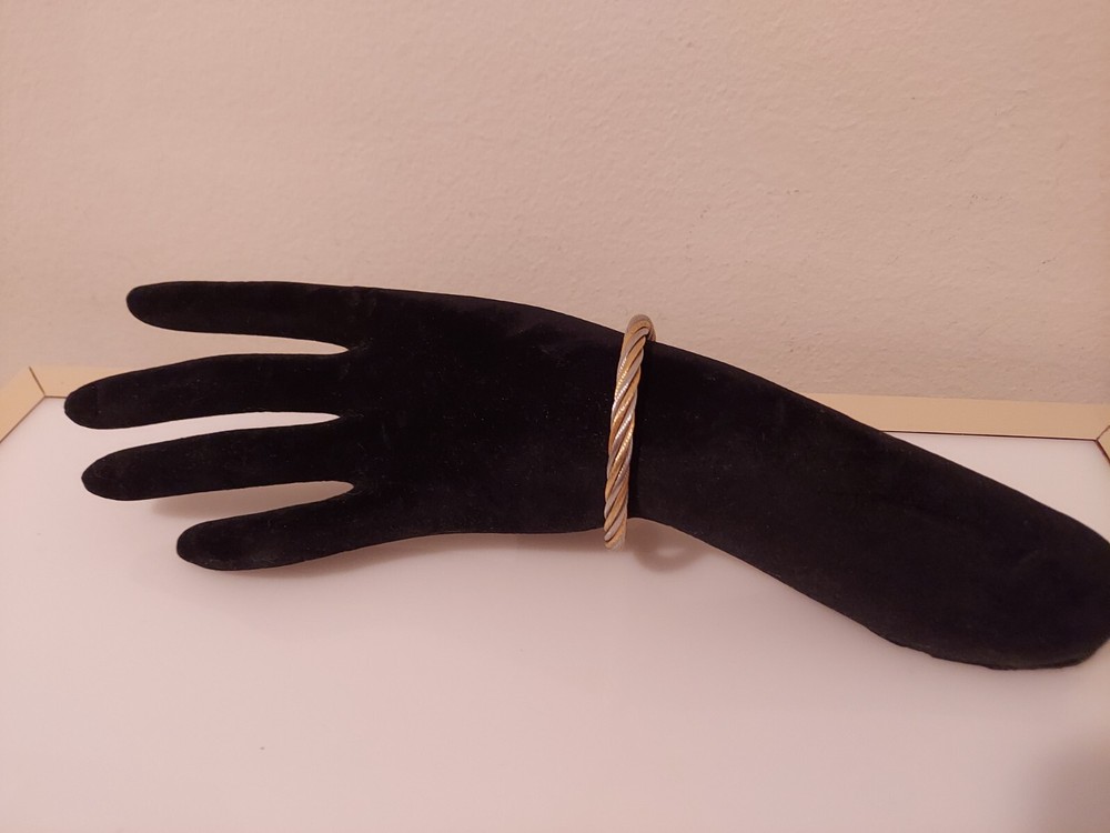 wire cuff bracelet rope style 2 tone