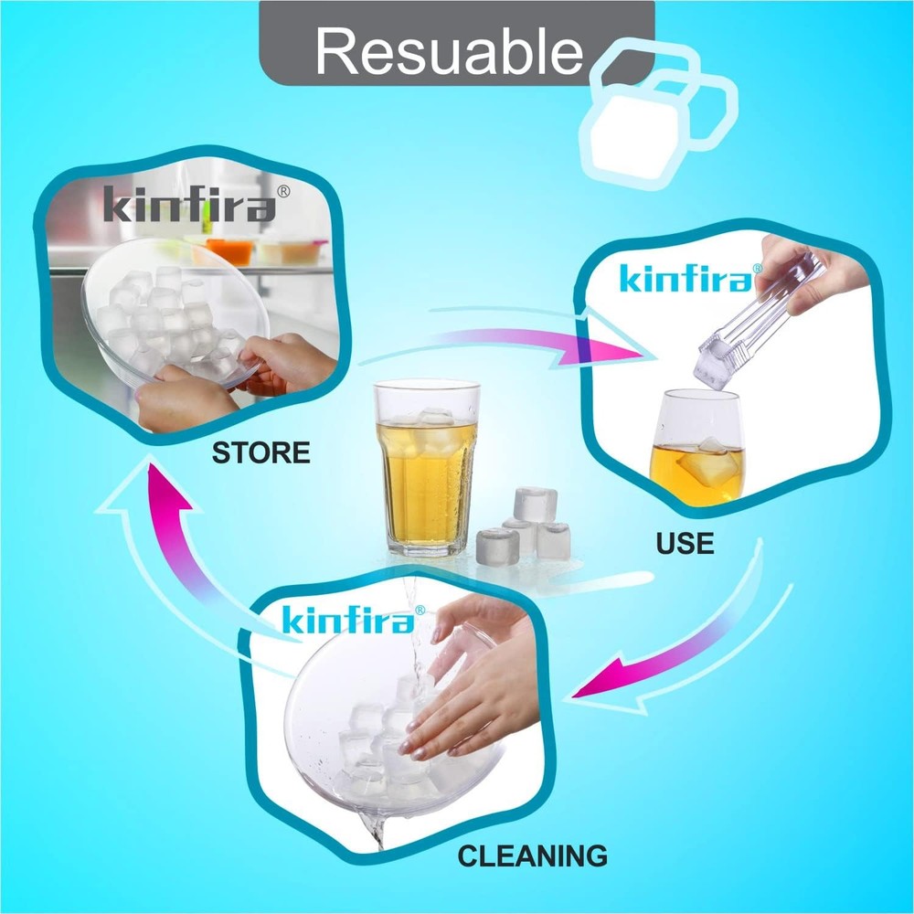 30 PCS Reusable Ice Cubes for Drinks - Refreezable 1 inch, white clear