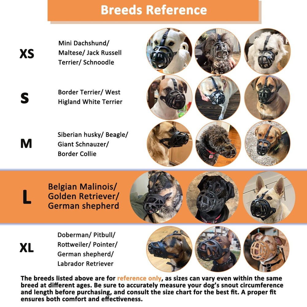 BARKLESS Dog Muzzle, Basket Muzzle for Biting, Chewing and L, Black