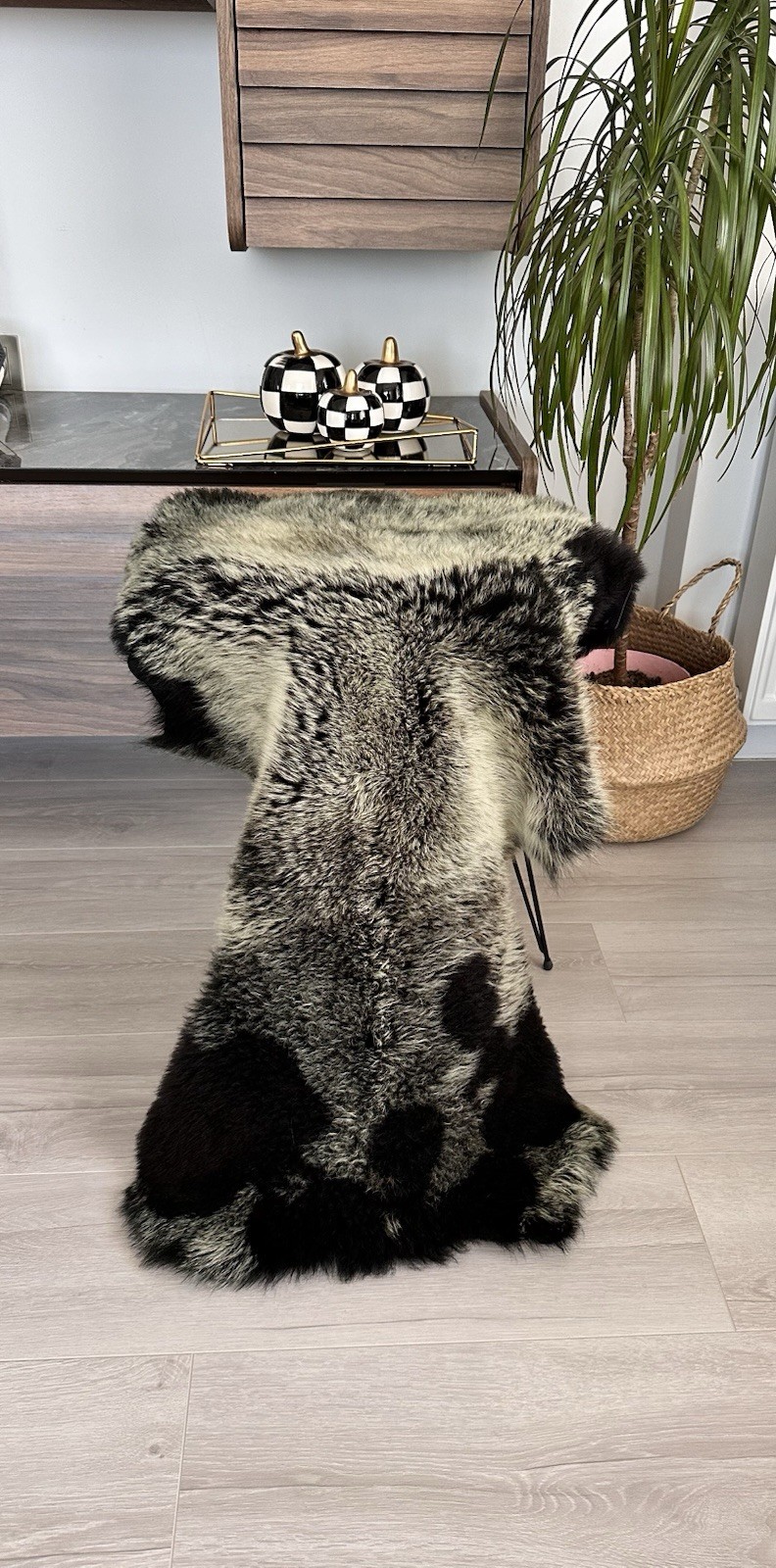 Set Of 3,%100 Toscana Sheepskin Rug,Sheepskin Pelt,color,black,bej