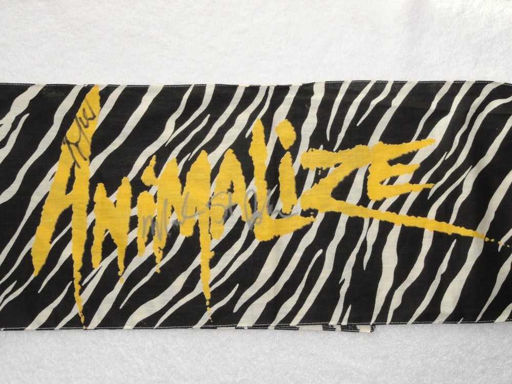 Vintage KISS Animalized Tour Scarf Autographed by Mark St. John & Bruce Kulick