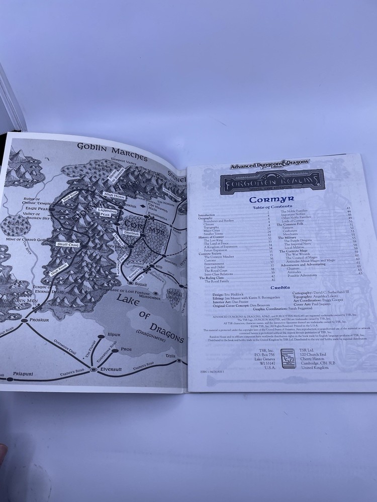 Cormyr Dungeons & Dragons Forgotten Realms TSR 9410 Source book Module W/ MAP