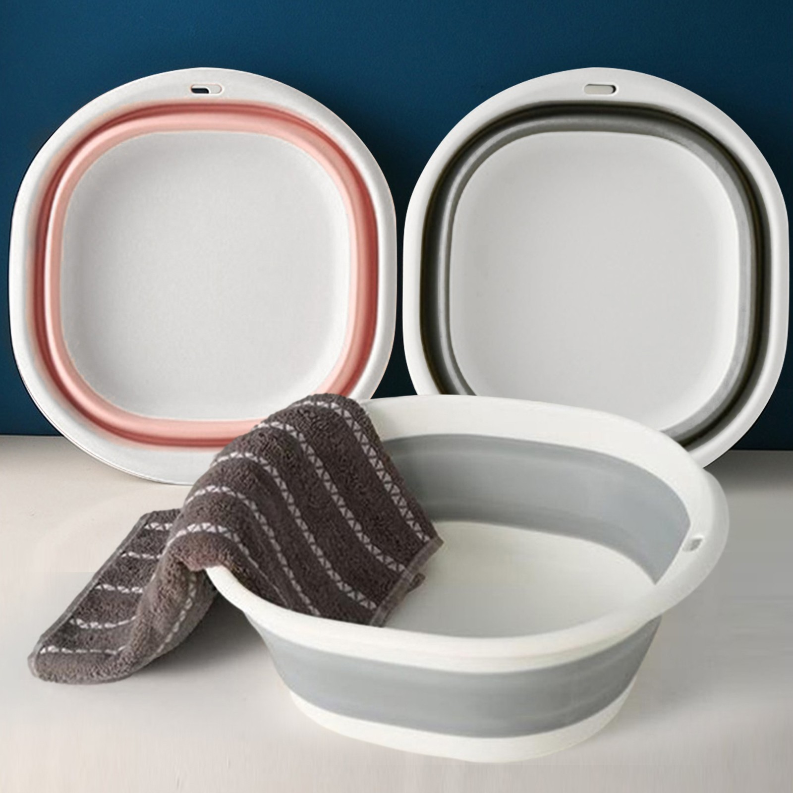 Foldable Wash Basin Collapsible Dish Tub Portable Sink Hangable Folding