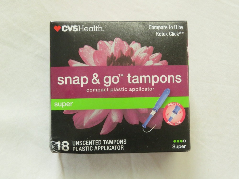 CVS Health 18 Snap & Go Tampons with Compact Plastic Applicator Super Absorbency