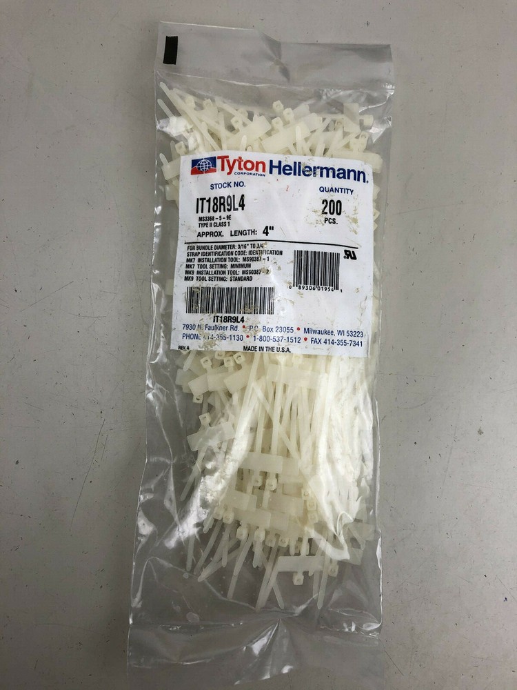 HellermannTyton RT18R9L4 -- White-- Bag of 200