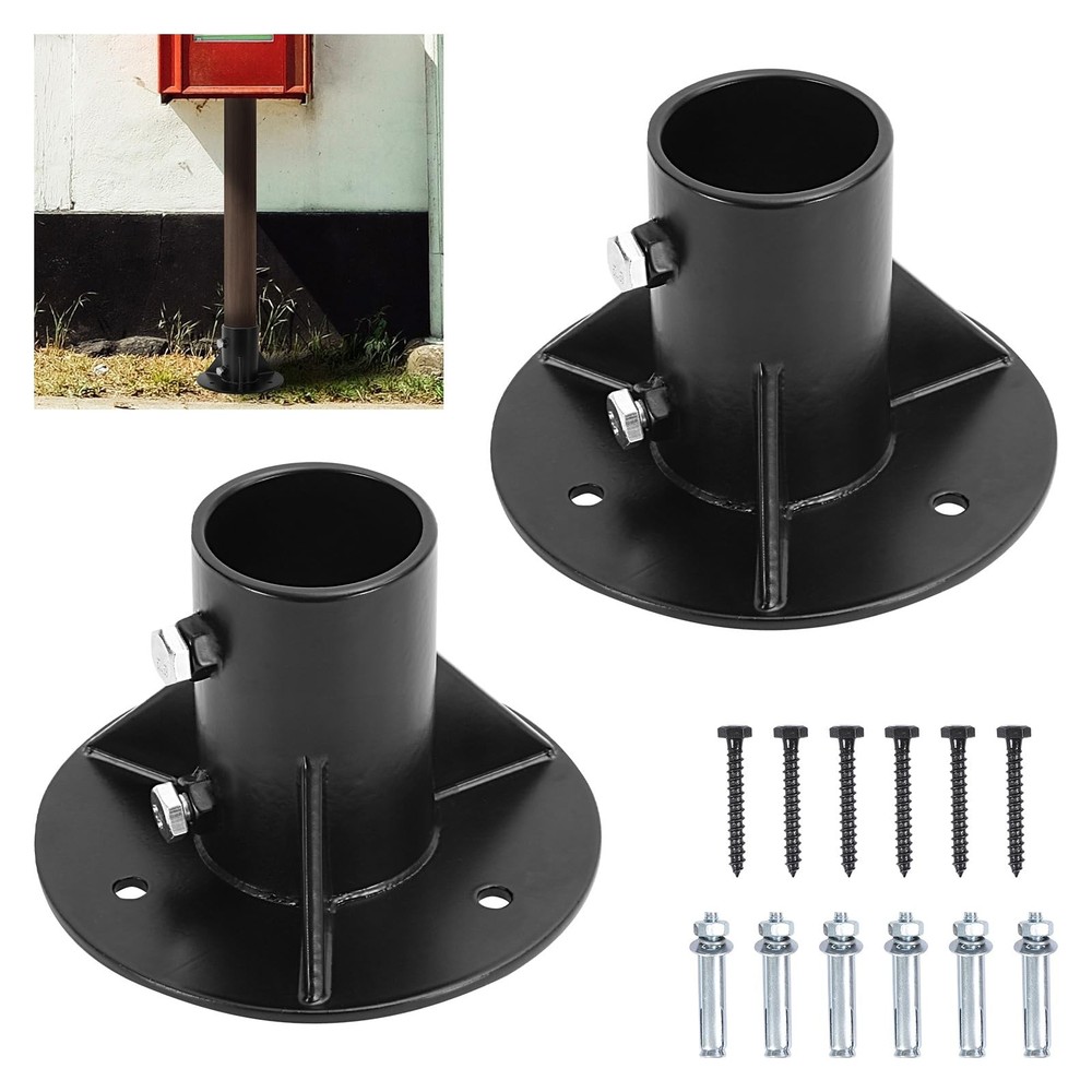 Cskunxia 2PCS Round Posts Base Bracket Chain Link Fence Flange Post Holder...