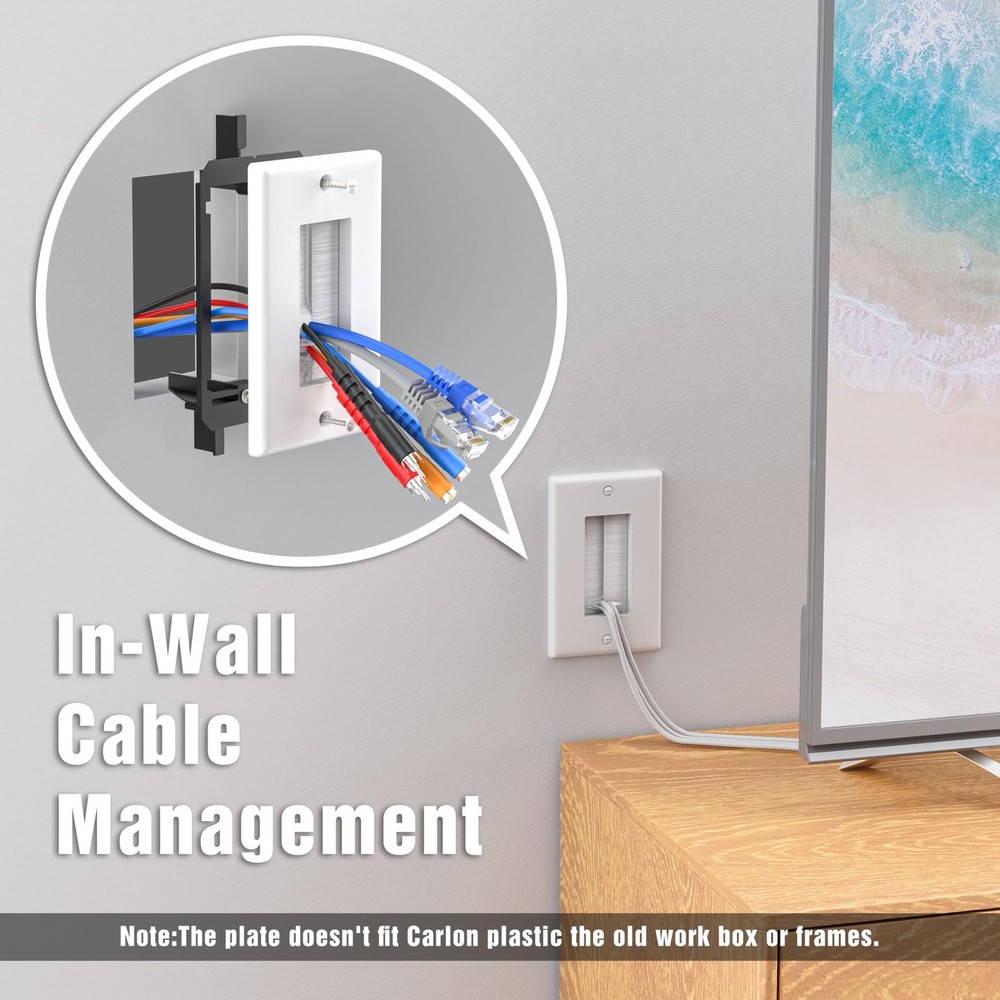 FGB 10 Pack Brush Wall Plate with Low Voltage Mounting Bracket, Cable Pass Th...