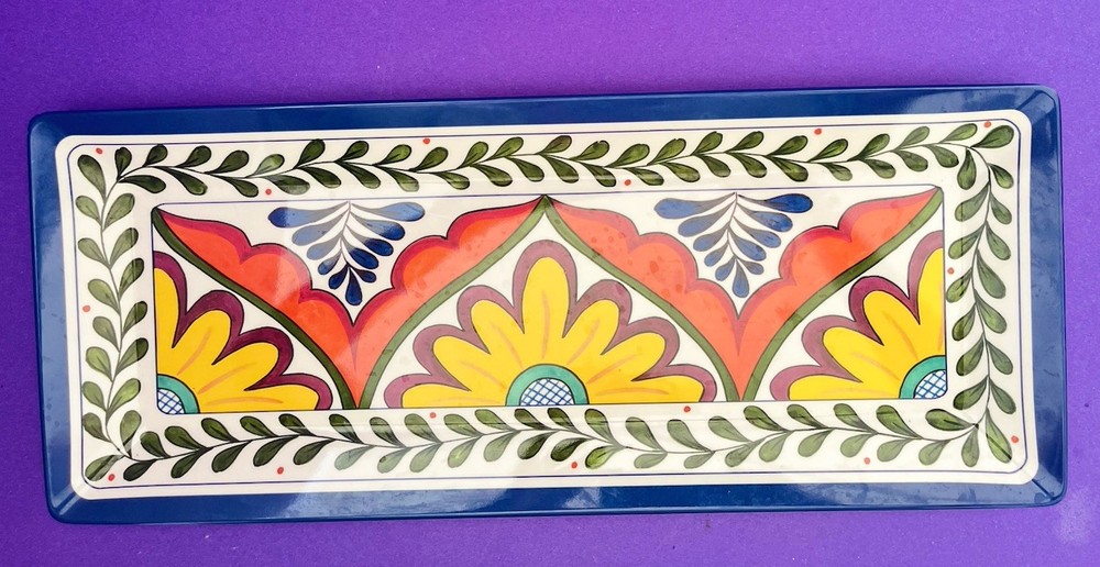 Melamine Large Rectangular Serving Platter Plate 19”x 8” Talavera Style SALE!