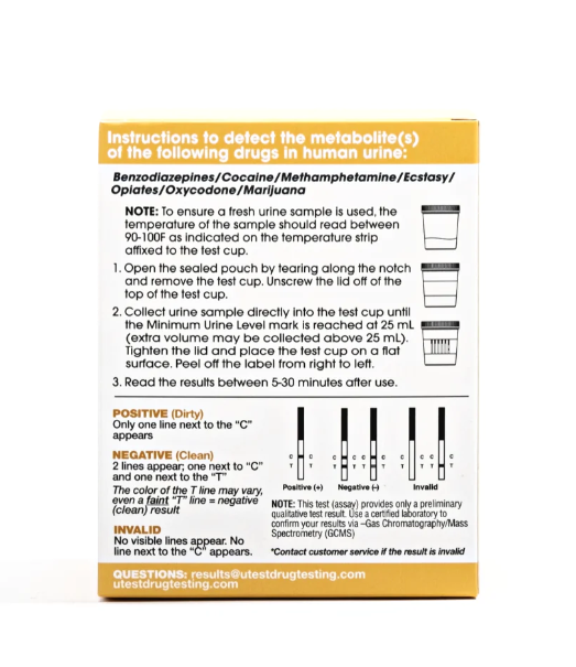 Utest 7 Panel Multi-Drug Screen Test Cup THC, COC, BZO, Meth, XTC, OPI, OXY