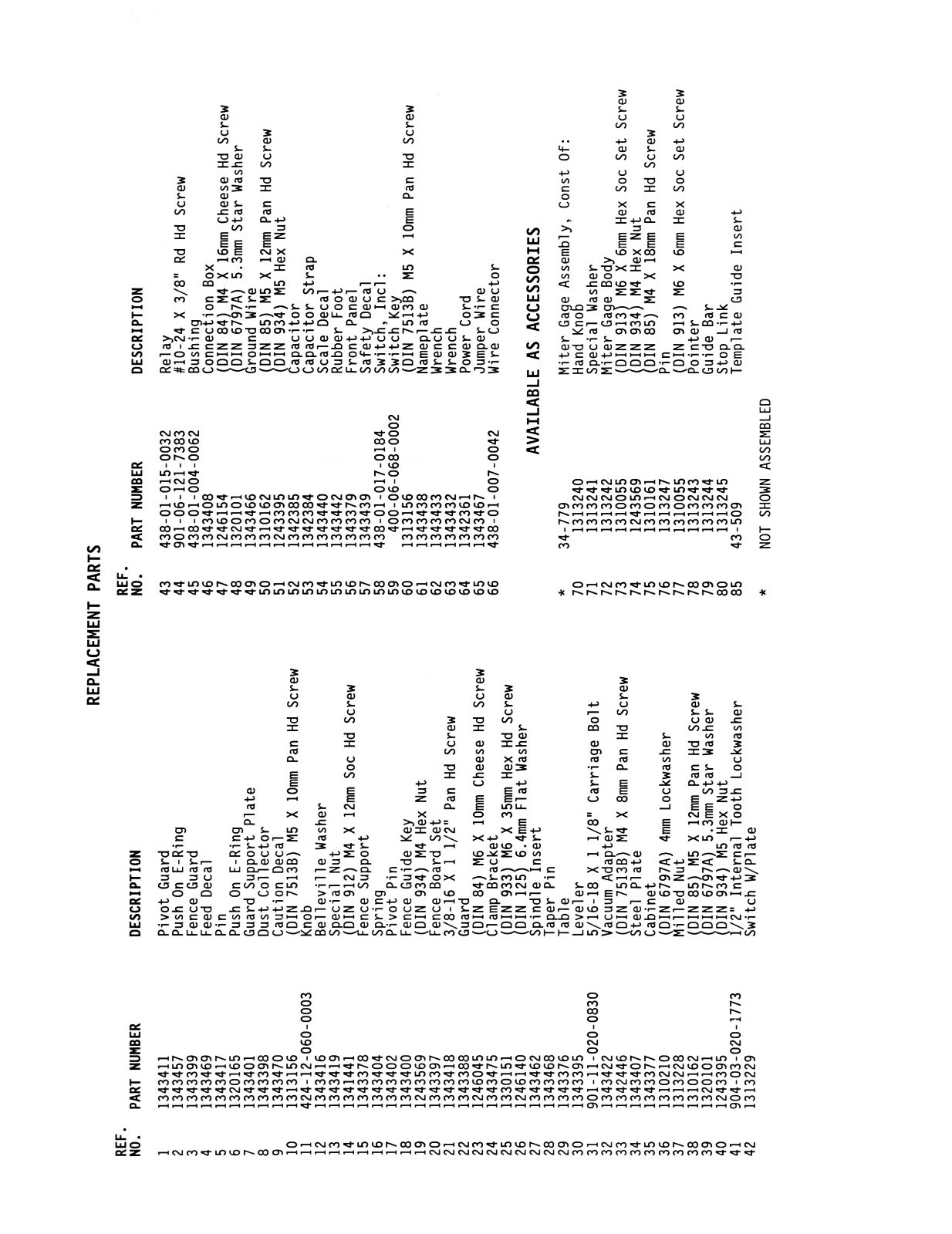Delta Router/Shaper 43-505,43-506, 43-513 Instruct & Parts Manual #2034