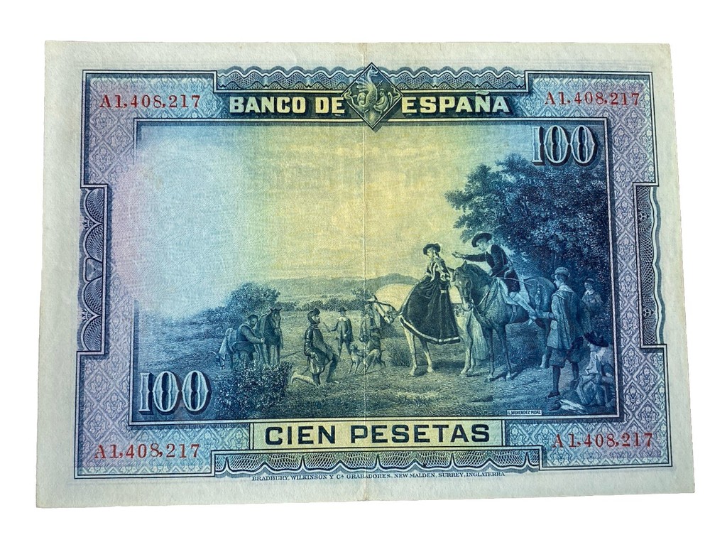 Spain 100 Pesetas Note 1928 P-76a  High Grade Example
