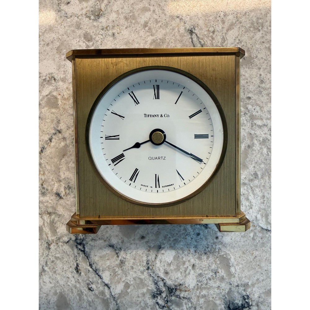 Solid Brass Tiffany & Co Swiss Quartz Desk Clock 3"