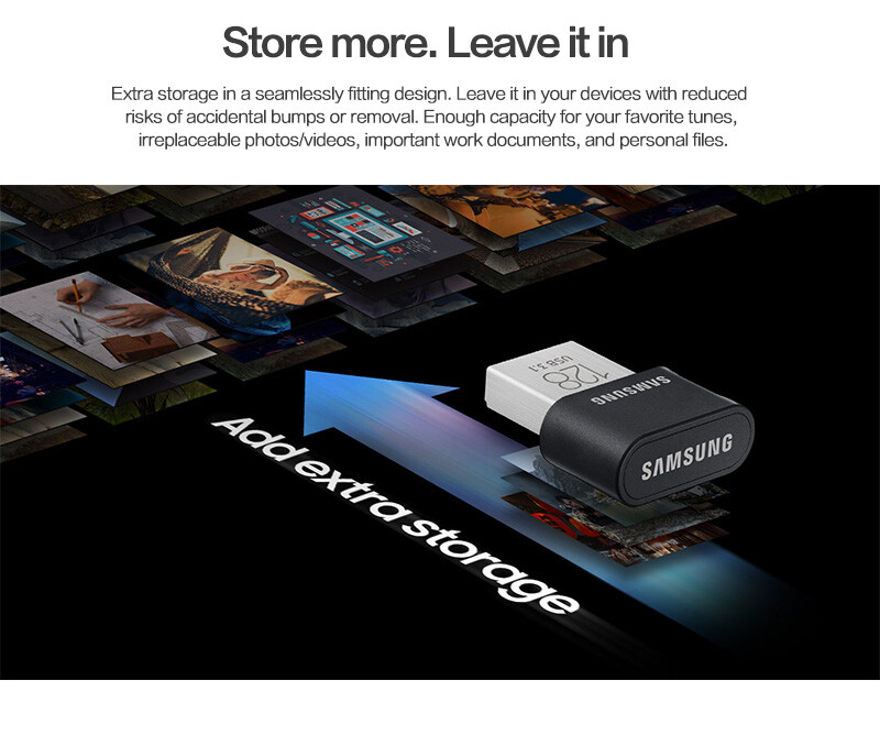 Samsung FIT Plus Tiny UDisk 256GB USB3.1 Flash Drive Memory Stick Storage Device