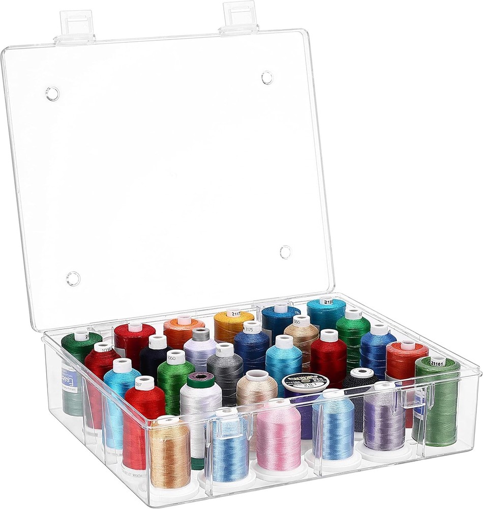 Durable Clear Thread Storage Box for 30 Tall Spools - Perfect for Sewing Classes