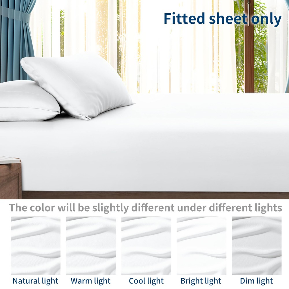 Bamboo Viscose Cooling Fitted Sheet King Size Only, 400 Thread Count, 16" Dee...