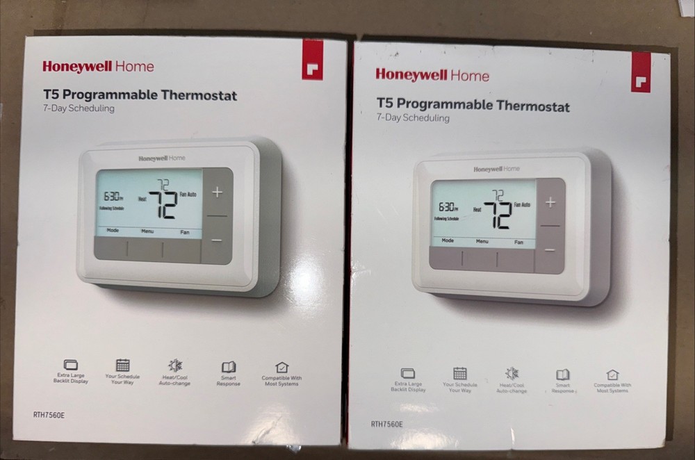 2PKG: Honeywell T5 7-Day Programmable Thermostat with Digital Display RTH7560E