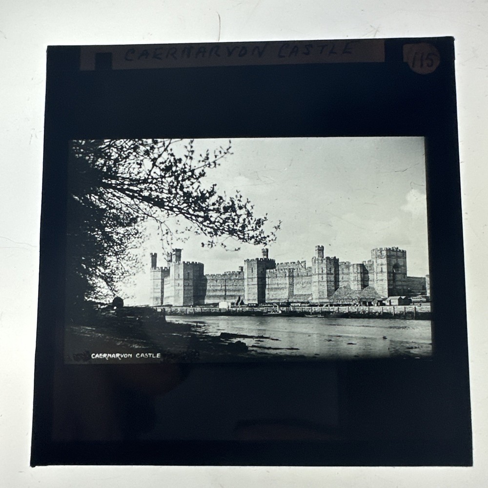 Antique Magic Lantern Slide caernarvon castle Caernarfon