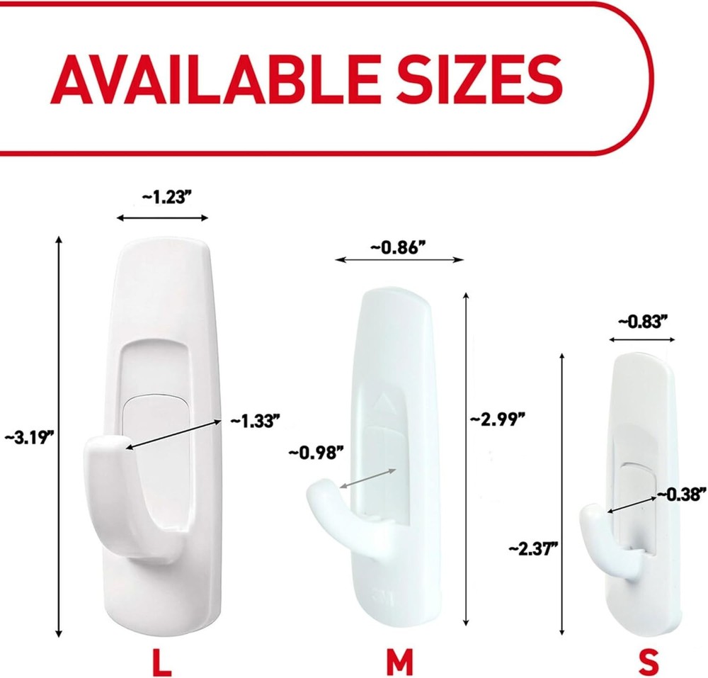 Command 5 lb Large Utility Hooks, 7 Wall Hooks and 12 1 Pack, White