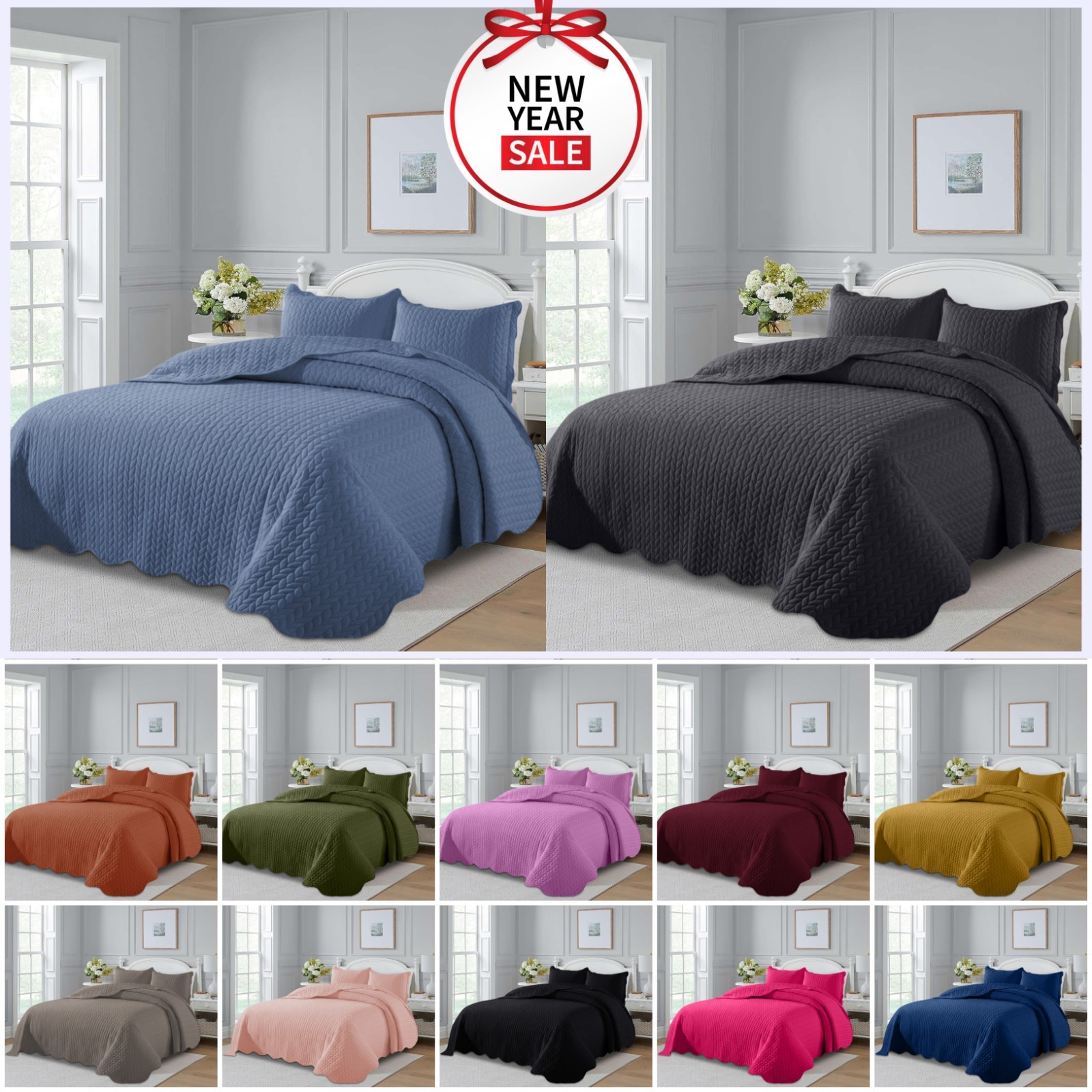 Luxury Quilt Bedspread Light Weight Oversize Bedspread Bed Throw California King