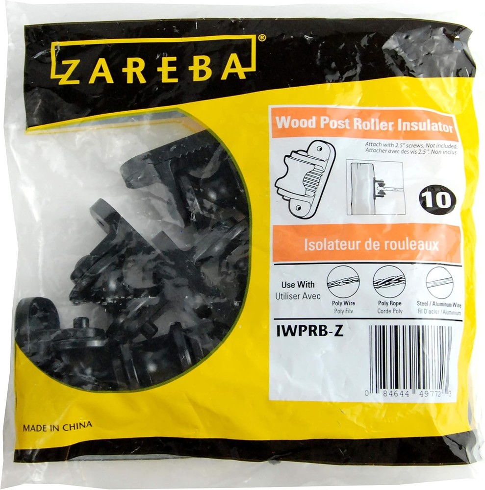 Zareba Black Plastic Roller Insulator for Wood Posts - 10 Pack -