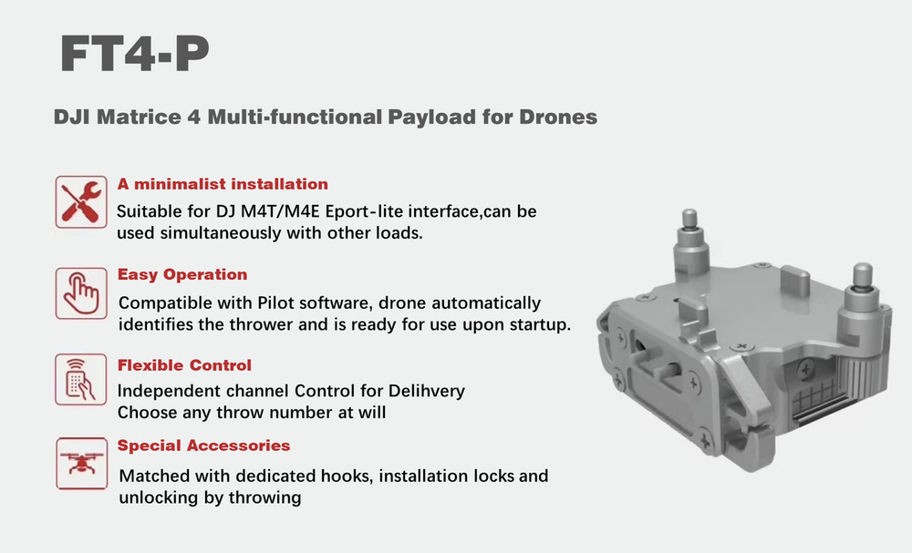 DJI Matrice 4E/M4T FT4-P Airdrop Payload Quick Release Module - Genuine OEM