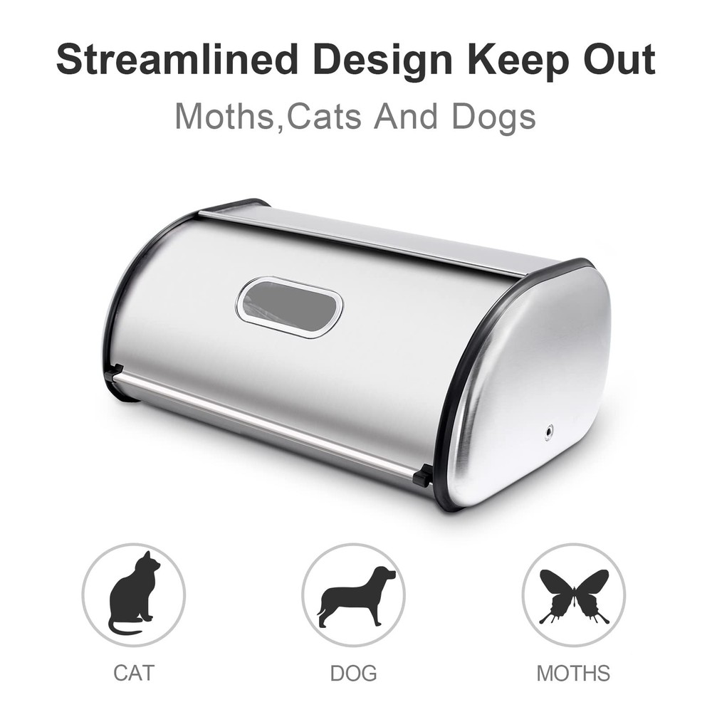 Stainless Steel Bread Box for Kitchen Countertop, Extra Thick Sturdy Bread St...