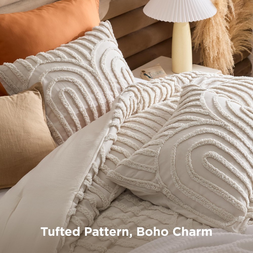 Transform Your Bedroom - Boho Tufted Queen Comforter Set 3 Pieces