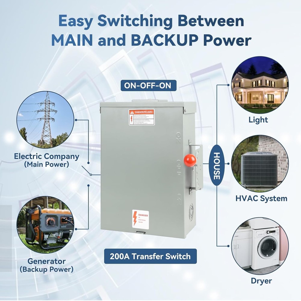 Transfer Switch 200 Amp 48000W