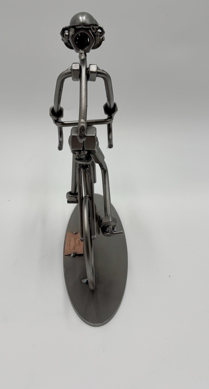 Hinz & Kunst Cyclist Bicycle Rider Metal Sculpture, Handcrafted German Weld Art