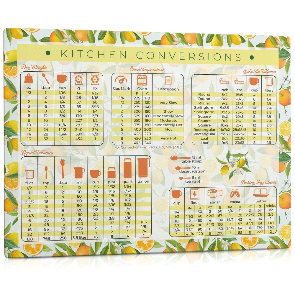SwiftCube Kitchen Conversion 11 x 8.5 inches, Conversions Oranges & Lemons