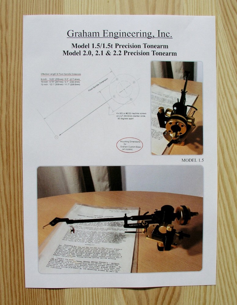 Graham Model 1.5/1.5t/2.0/2.1 & 2.2 Precision Tonearm Alignment Protractor