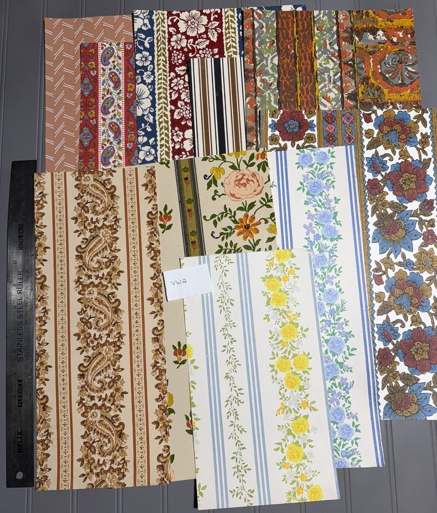 10 Assorted Vintage c1970s Wallpaper Samples / Remnants Retro. Set 2.