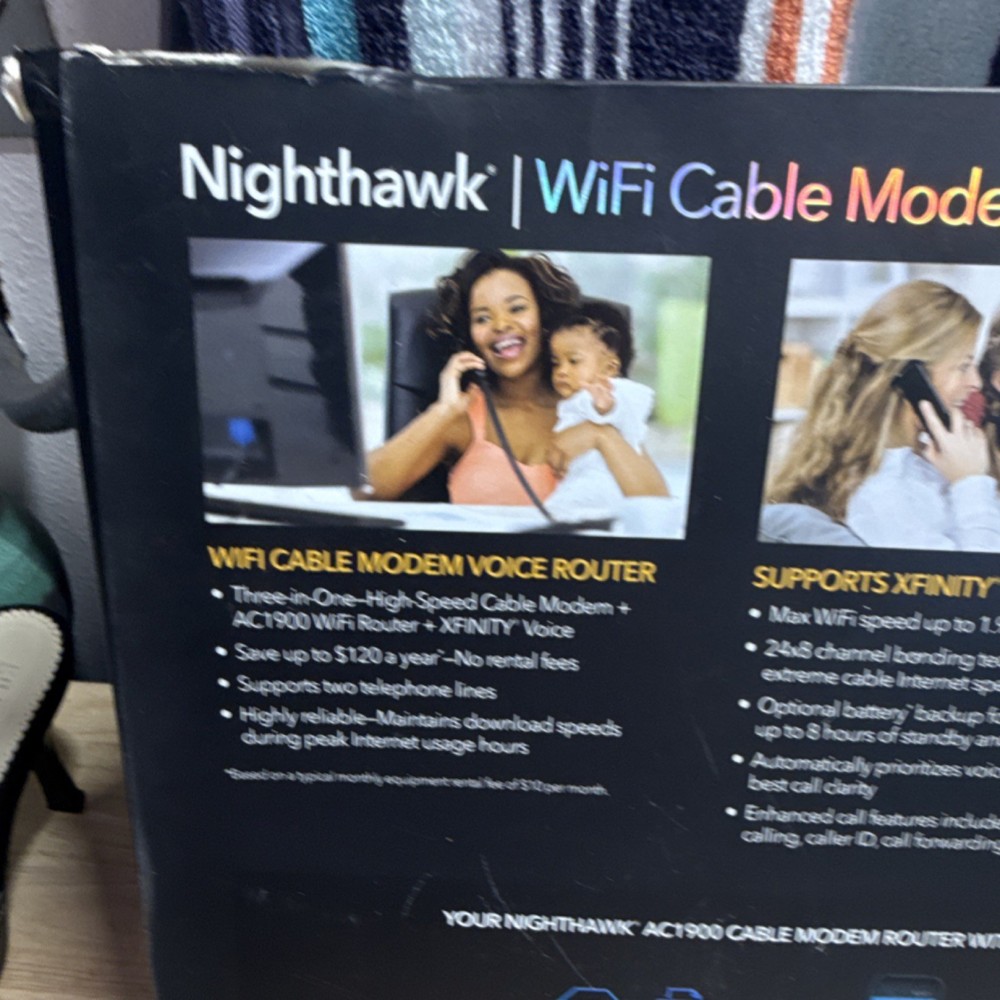 NETGEAR Nighthawk AC1900 Cable Modem Router C7100V DOCSIS 3.0 XFINITY 960Mbps