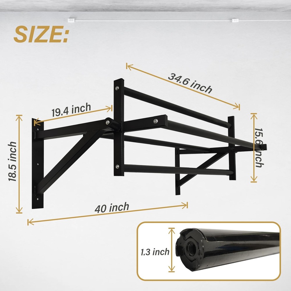 Wall Mounted Rotating Pull Up Bar Speed Climbing Chin Up Bar Wall-Mounted Tra...